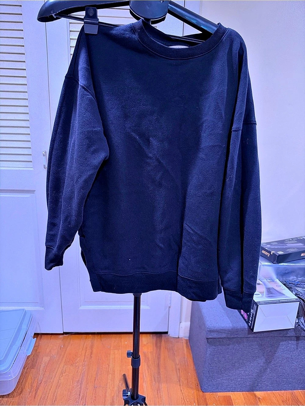 Victoria's Secret Iconic Fleece Crewneck Sweatshirt Black Medium